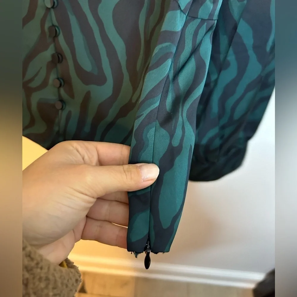 J.Crew Deep Teal Zebra Silky Blouse